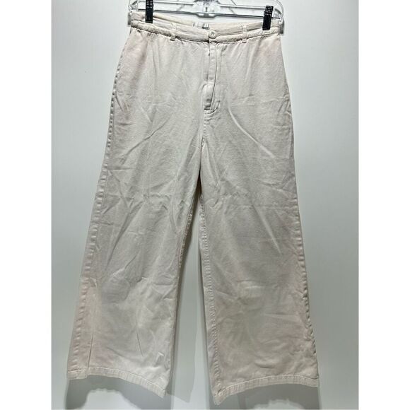 Amuse Society Women's Large Dominga High Waist Wide Leg Off White Pants - Picture 1 of 8
